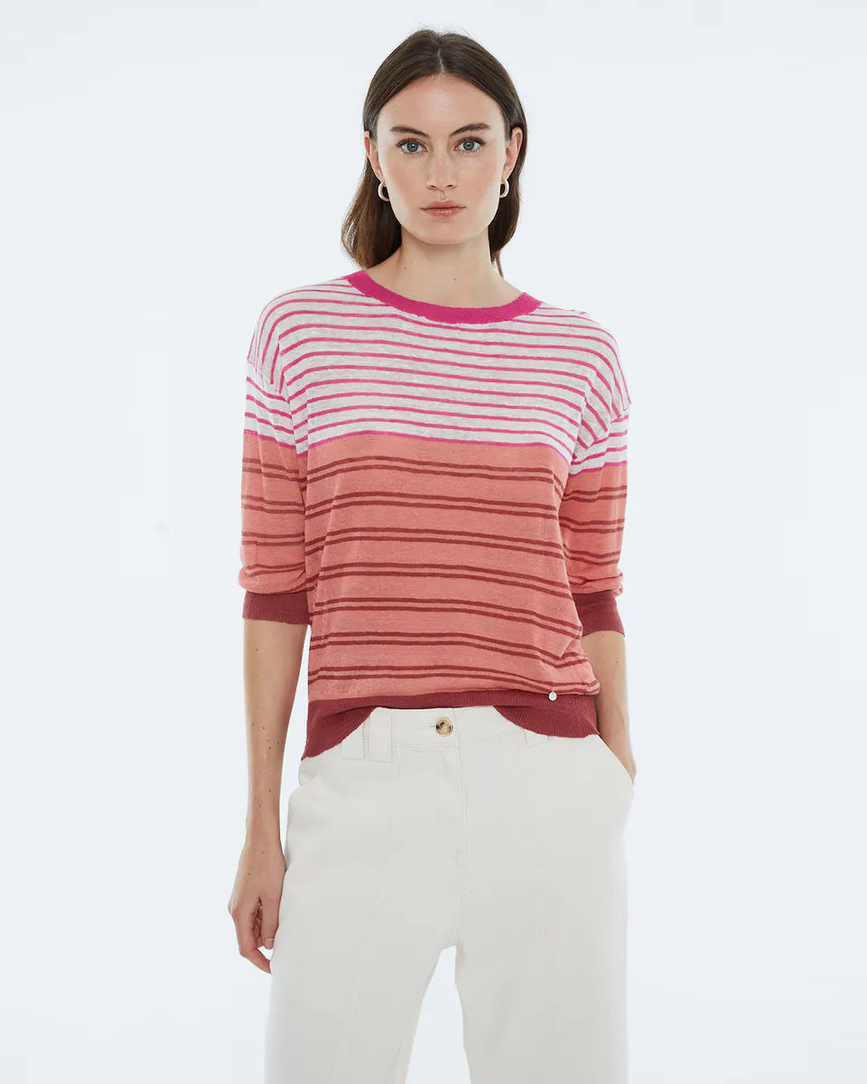 Женский свитер в тонкую трикотажную полоску и круглую горловину с французскими рукавами Andam, цвет Rosa
Женский свитер в тонкую трикотажную полоску и круглую горловину с французскими рукавами Andam, цвет Rosa