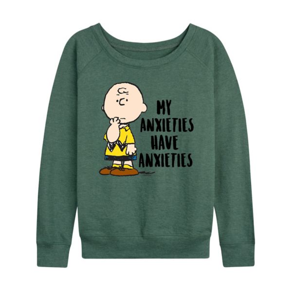 Женская футболка с длинным рукавом из французского трикотажа «Peanuts Charlie Brown Anxieties» Licensed Character, зеленый 
Женская футболка с длинным рукавом из французского трикотажа «Peanuts Charlie Brown Anxieties» Licensed Character, зеленый