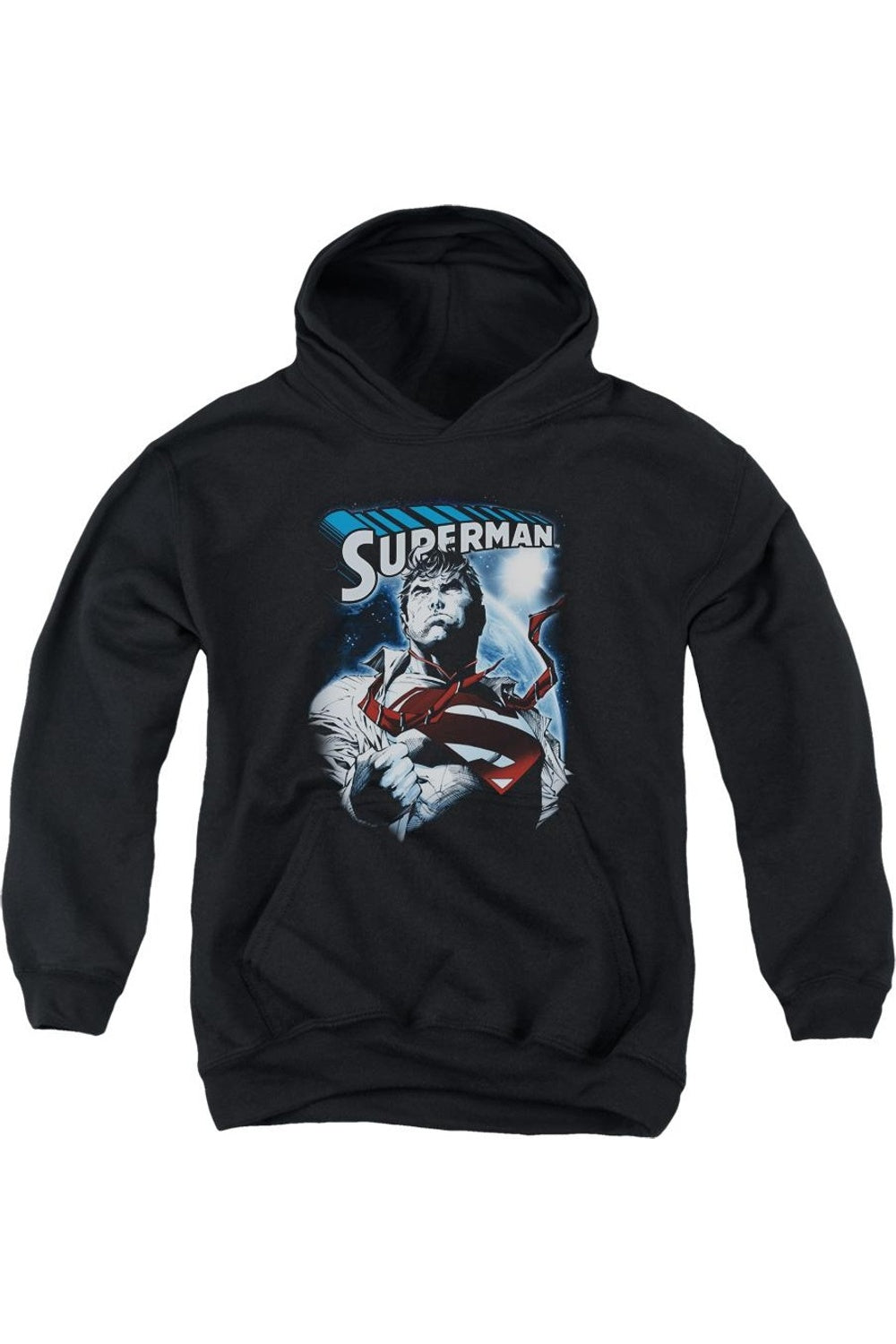 Супермен Защитник Земли молодежная толстовка с капюшоном Gildan, черный 
Супермен Защитник Земли молодежная толстовка с капюшоном Gildan, черный