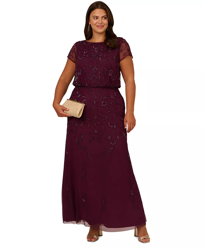 Вечернее платье больших размеров из пайеток и сетки Adrianna Papell, фиолетовый
Вечернее платье больших размеров из пайеток и сетки Adrianna Papell, фиолетовый