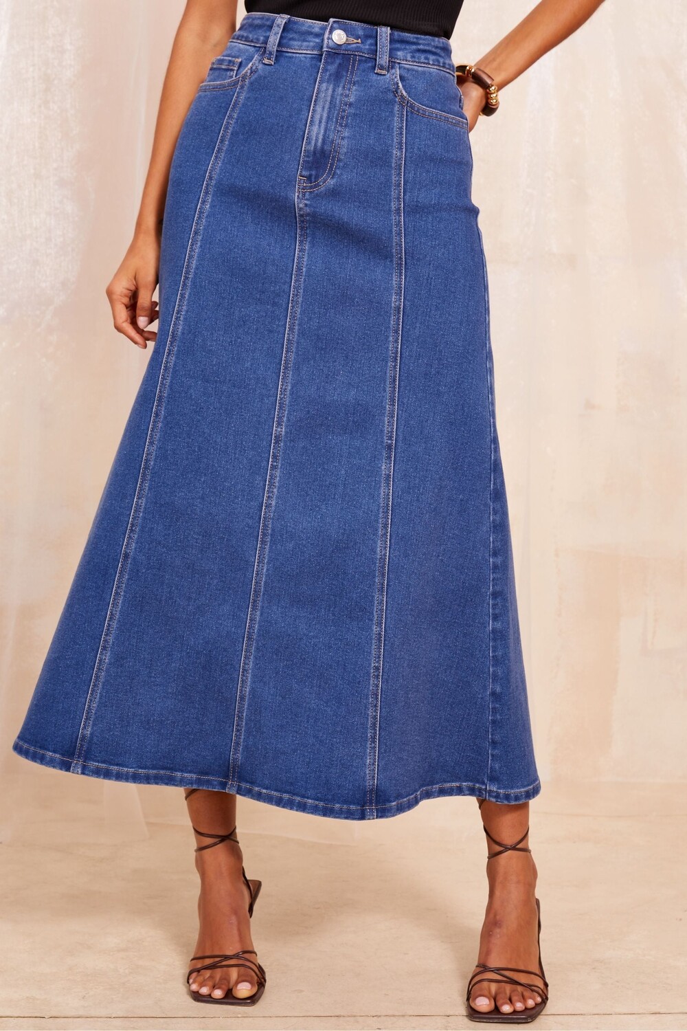 Расклешенная джинсовая юбка со швами Friends Like These, синий
Расклешенная джинсовая юбка со швами Friends Like These, синий