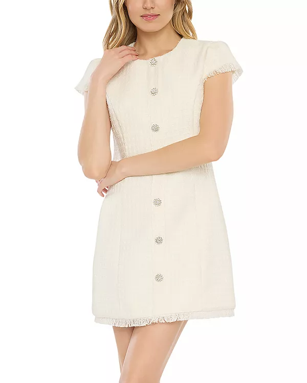 Мини-Платье Riello из твида с бахромой Likely, белый
Мини-Платье Riello из твида с бахромой Likely, белый