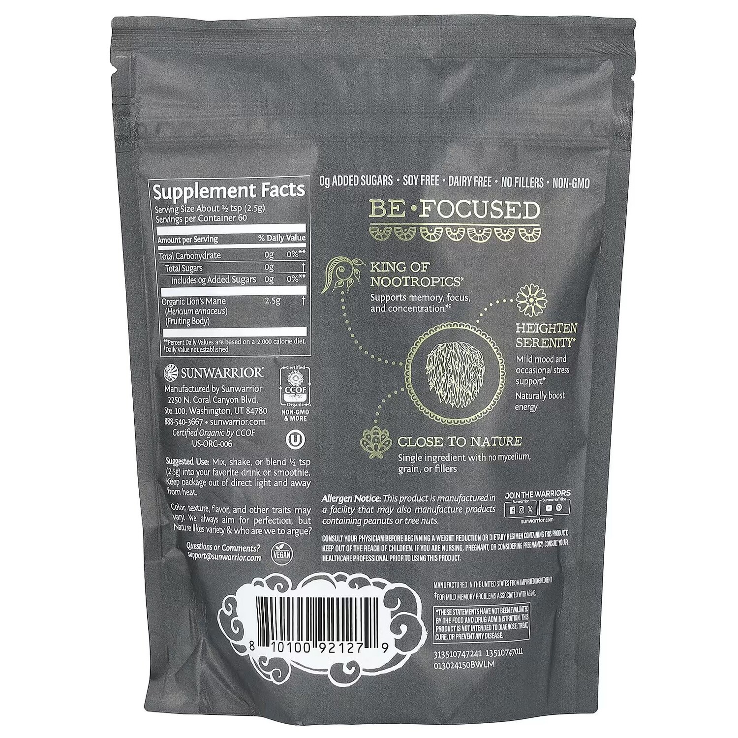 Be Well, Органическая львиная грива, 5,3 унции (150 г) Sunwarrior
Be Well, Органическая львиная грива, 5,3 унции (150 г) Sunwarrior