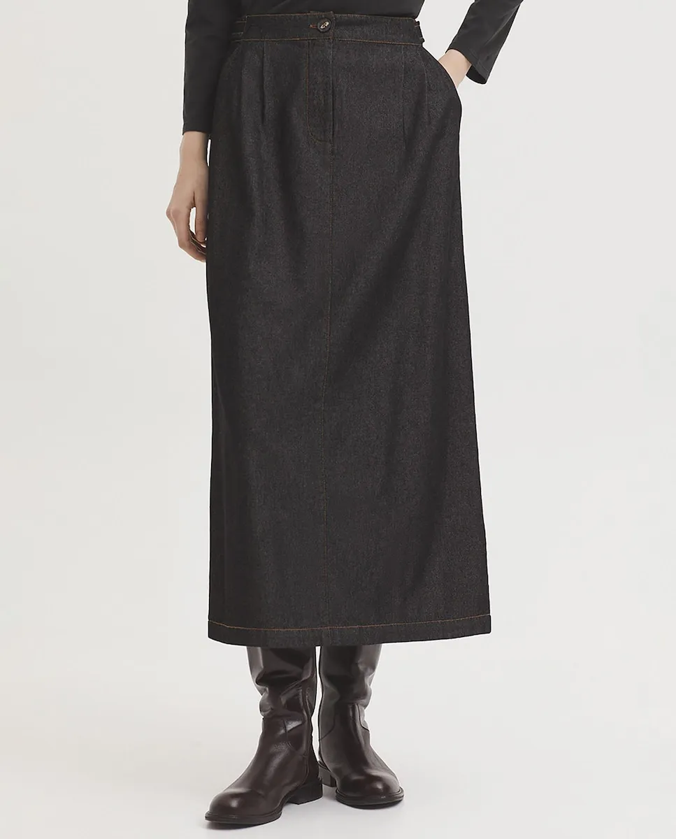 Юбка миди в стиле деним с защипами и карманами Nice Things, серый
Юбка миди в стиле деним с защипами и карманами Nice Things, серый