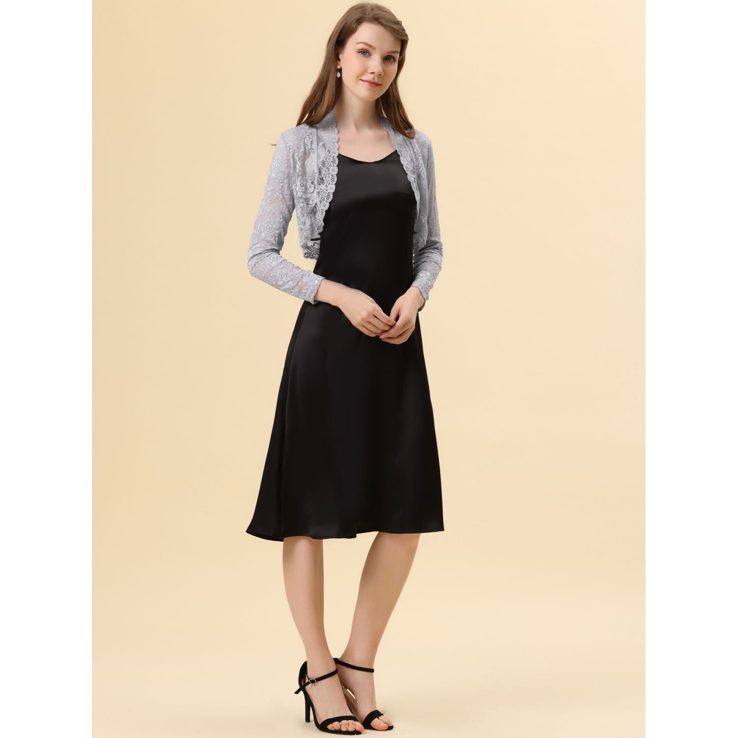 Женское кружевное болеро с открытыми плечами и прозрачным укороченным кардиганом с длинными рукавами ALLEGRA K, серый/синий
Женское кружевное болеро с открытыми плечами и прозрачным укороченным кардиганом с длинными рукавами ALLEGRA K, серый/синий