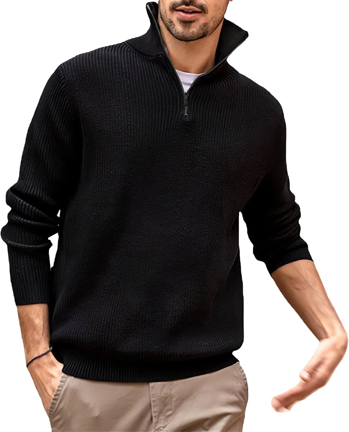 Мужской свитер с четвертью молнии и воротником стойкой DGHM-JLMY
Мужской свитер с четвертью молнии и воротником стойкой DGHM-JLMY