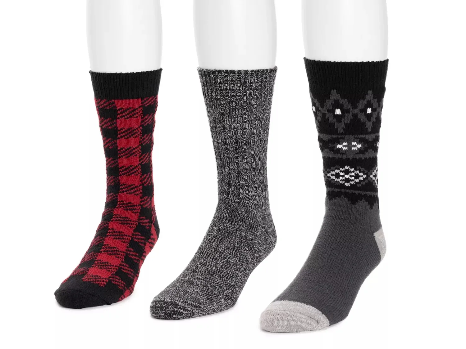 Мужские носки MUK LUKS из микрофибры - 3 шт. в упаковке, черные/серые/красные в клетку/узор Фэр-Иль
Мужские носки MUK LUKS из микрофибры - 3 шт. в упаковке, черные/серые/красные в клетку/узор Фэр-Иль