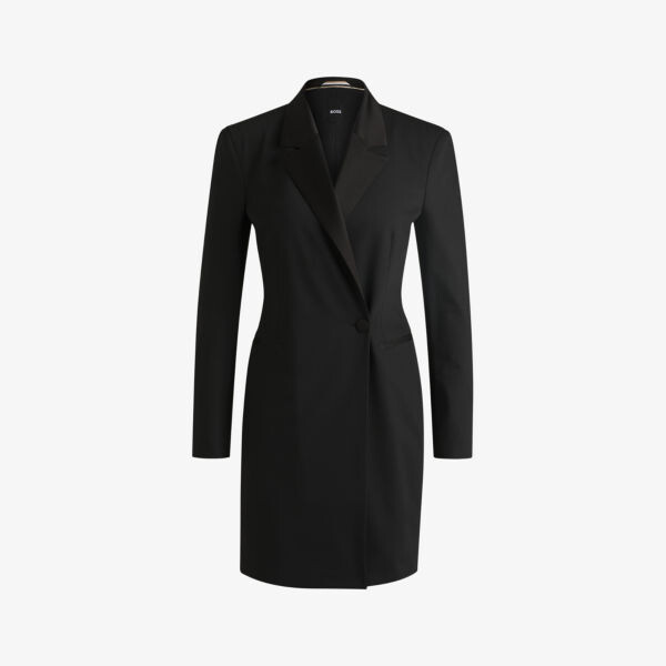 Платье-Блейзер узкого кроя с вырезом-лацканом из шерстяной смеси Boss, черный
Платье-Блейзер узкого кроя с вырезом-лацканом из шерстяной смеси Boss, черный