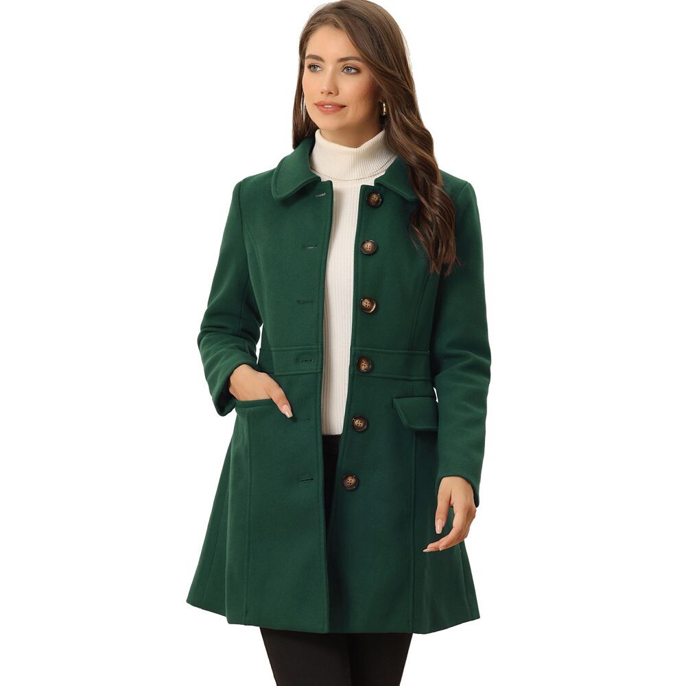 Женское однобортное пальто средней длины с воротником Питера Пэна ALLEGRA K, цвет Dark Green, Зеленый, Женское однобортное пальто средней длины с воротником Питера Пэна ALLEGRA K, цвет Dark Green 
Женское однобортное пальто средней длины с воротником Питера Пэна ALLEGRA K, цвет Dark Green, Зеленый, Женское однобортное пальто средней длины с воротником Питера Пэна ALLEGRA K, цвет Dark Green