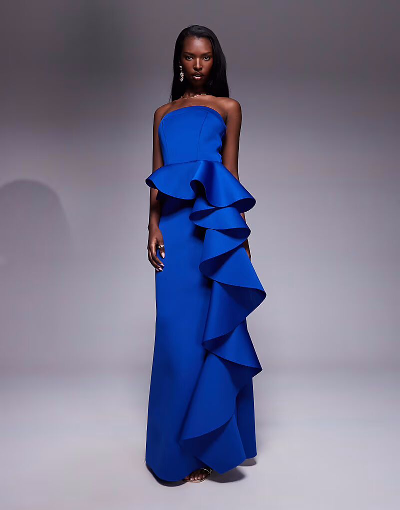 Платье макси Goddiva Boobtube с баской и оборками цвета royalblue
Платье макси Goddiva Boobtube с баской и оборками цвета royalblue