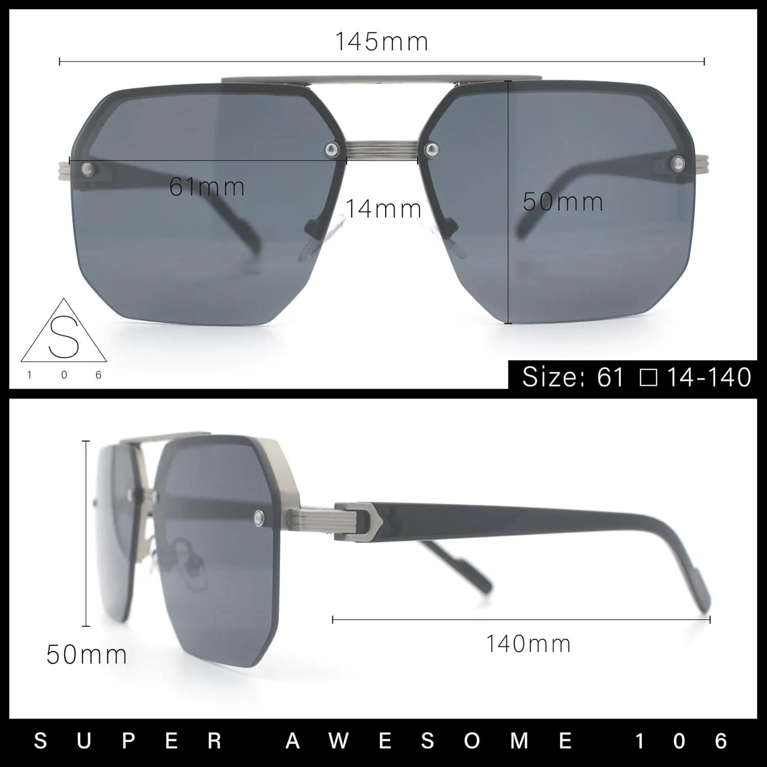 SA106 Роскошные матовые солнцезащитные очки в стиле гангстера, без оправы, полуободковые, увеличенного прямоугольного размера, металлические, Gold - Brown
SA106 Роскошные матовые солнцезащитные очки в стиле гангстера, без оправы, полуободковые, увеличенного прямоугольного размера, металлические, Gold - Brown