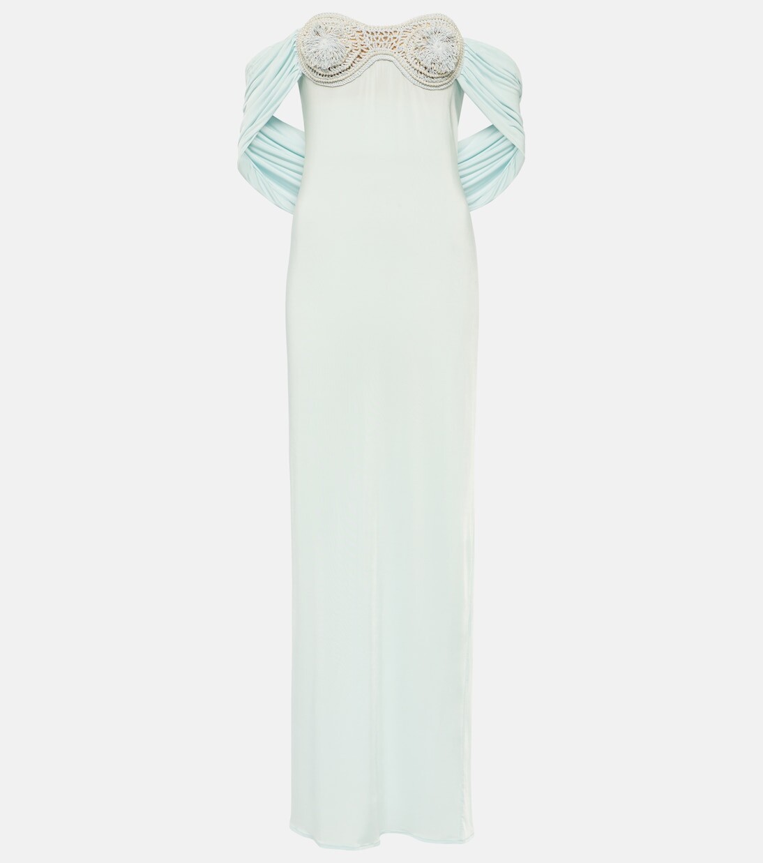Платье макси с открытыми плечами, отделанное крючком Magda Butrym, синий
Платье макси с открытыми плечами, отделанное крючком Magda Butrym, синий