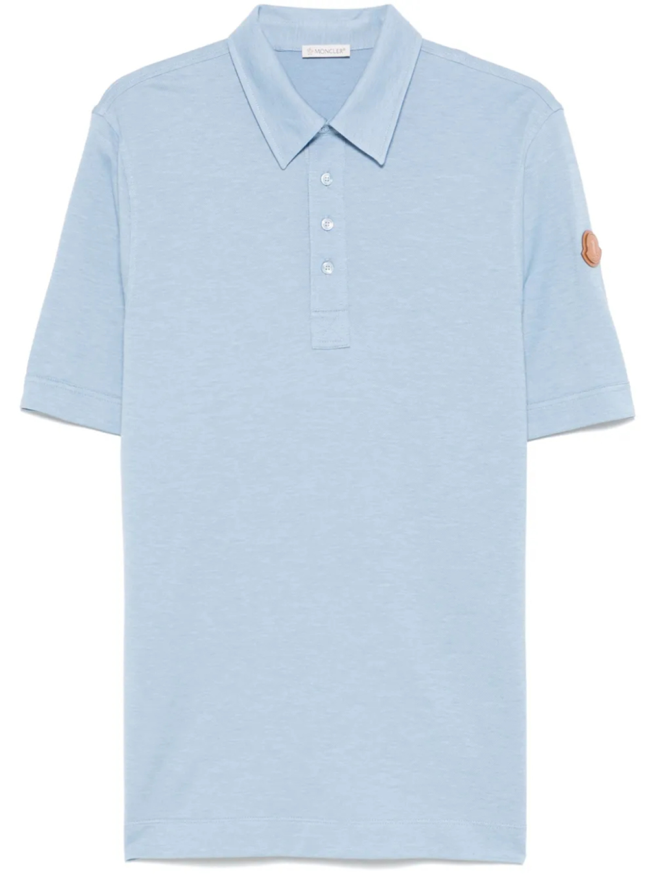 Двойная кожаная рубашка-поло с логотипом Moncler, синий 
Двойная кожаная рубашка-поло с логотипом Moncler, синий