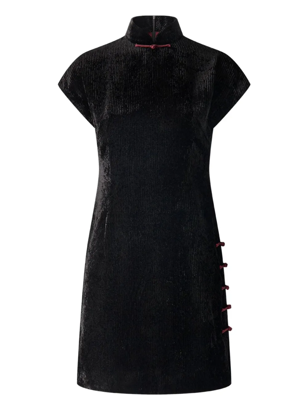 Бархатное вечернее платье ципао с воротником-стойкой Shanghai Tang, черный 
Бархатное вечернее платье ципао с воротником-стойкой Shanghai Tang, черный