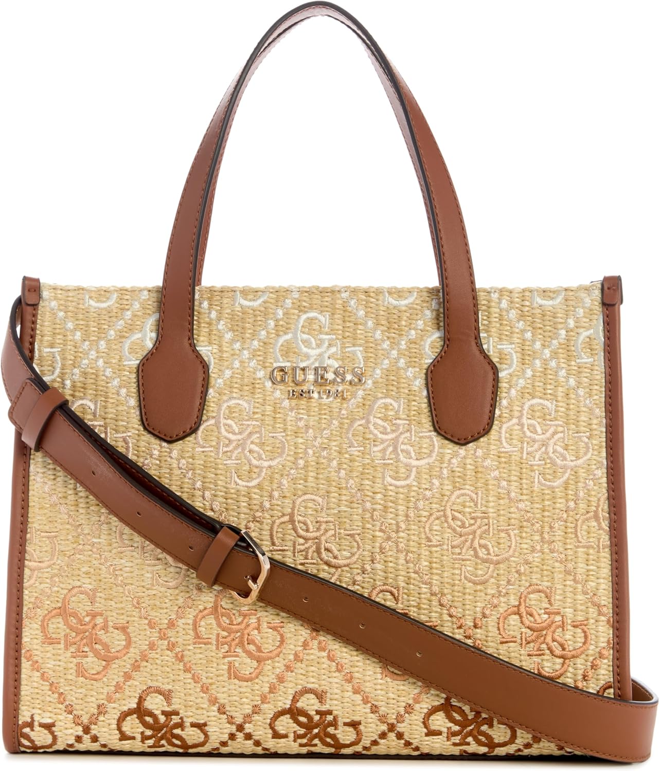 GUESS Женская сумка Silvana с двумя отделениями, Cognac Logo
GUESS Женская сумка Silvana с двумя отделениями, Cognac Logo