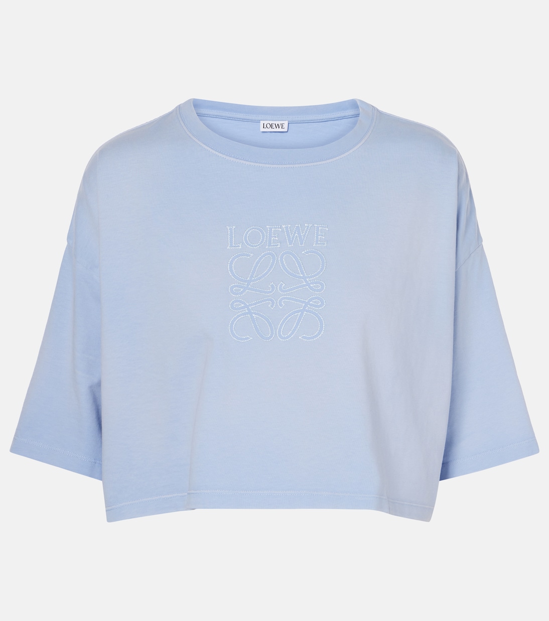Футболка Anagram из хлопкового джерси кроп Loewe, светло-синий
Футболка Anagram из хлопкового джерси кроп Loewe, светло-синий