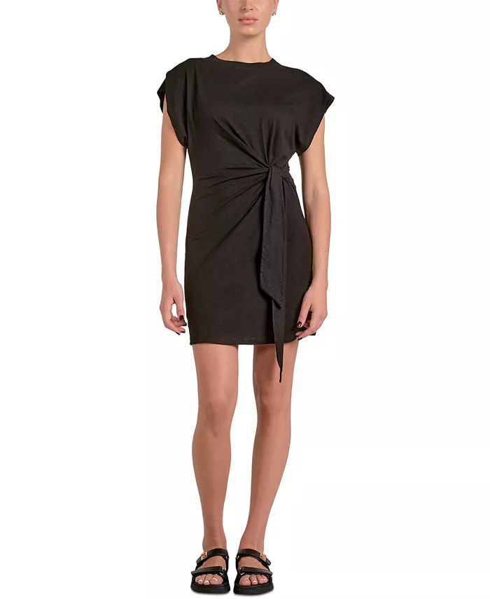 Женское мини-платье из хлопка с завязками по бокам Elan, черный
Женское мини-платье из хлопка с завязками по бокам Elan, черный