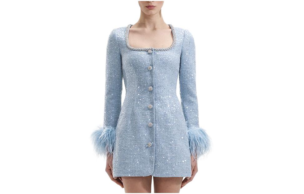 Self Portrait Длинное Платье с Длинными Рукавами Женское Туманый Голубой 
Self Portrait Длинное Платье с Длинными Рукавами Женское Туманый Голубой