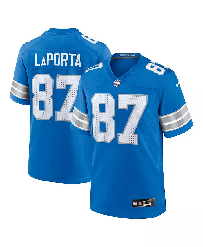 Мужская игровая футболка Sam LaPorta Detroit Lions Nike, синий
Мужская игровая футболка Sam LaPorta Detroit Lions Nike, синий