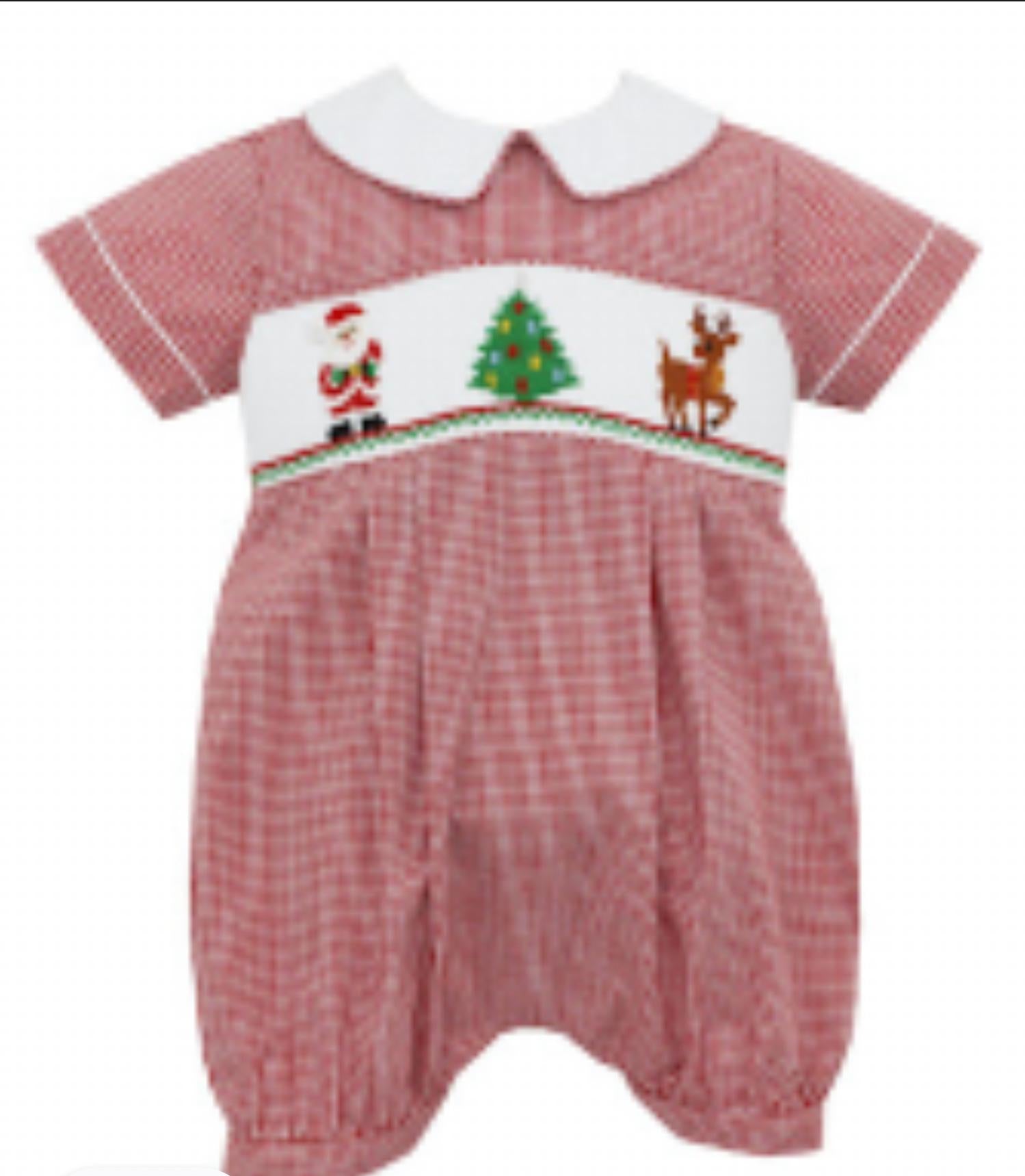 Комбинезончик с короткими рукавами и сборками в виде Санта-Клауса для мальчика в красную клетку Anavini
Комбинезончик с короткими рукавами и сборками в виде Санта-Клауса для мальчика в красную клетку Anavini