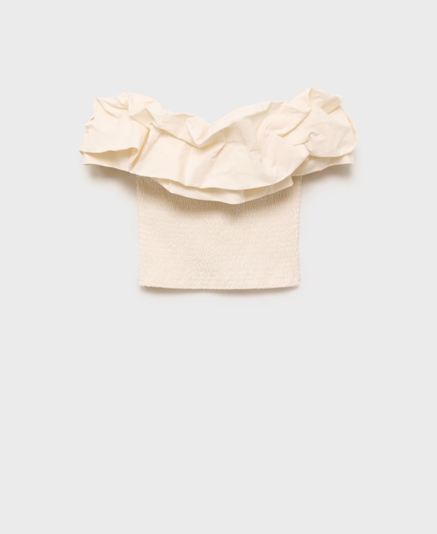 Женский топ без бретелей с оборками MANGO, Ecru
Женский топ без бретелей с оборками MANGO, Ecru