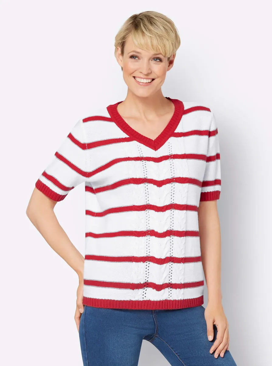 Свитер с короткими рукавами Classic Basics "Свитер с короткими рукавами", цвет Erdbeere-Weiß-Geringelt 
Свитер с короткими рукавами Classic Basics "Свитер с короткими рукавами", цвет Erdbeere-Weiß-Geringelt