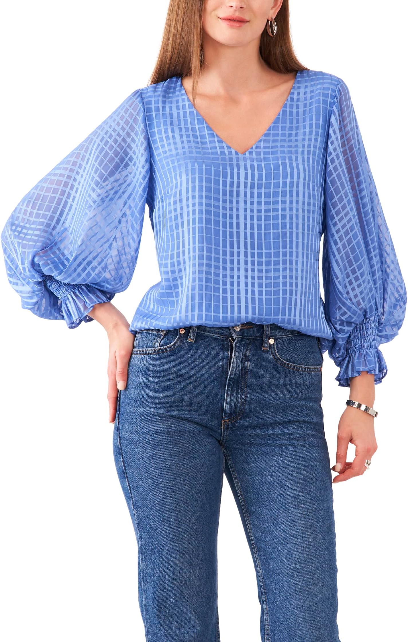 Блуза Vince Camuto V-Neck Puff Sleeve Blouse with Smock Cuff, цвет Oceanside
Блуза Vince Camuto V-Neck Puff Sleeve Blouse with Smock Cuff, цвет Oceanside