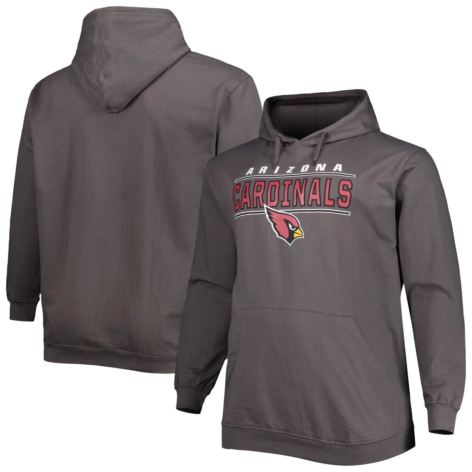 Мужской темно-серый пуловер с капюшоном и логотипом Arizona Cardinals Big & Tall 
Мужской темно-серый пуловер с капюшоном и логотипом Arizona Cardinals Big & Tall