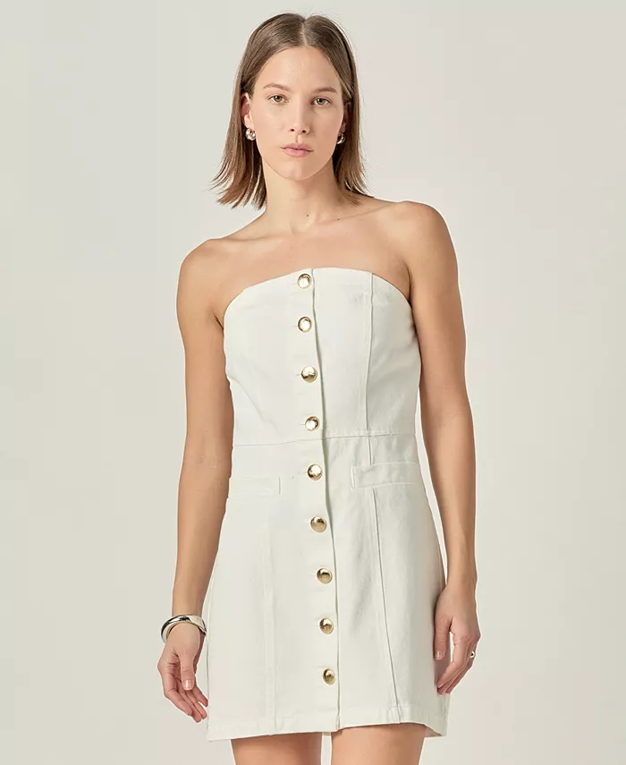 Женское платье-футляр без бретелек с застежкой на пуговицы спереди English Factory, белый
Женское платье-футляр без бретелек с застежкой на пуговицы спереди English Factory, белый