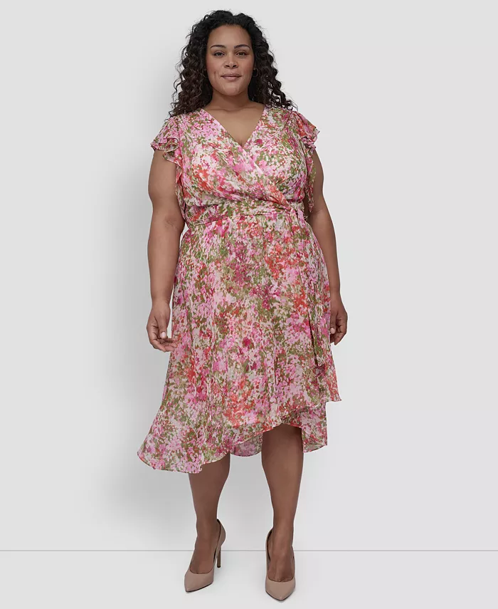 Платье больших размеров с рукавами-крылышками и поясом, асимметричное DKNY, розовый
Платье больших размеров с рукавами-крылышками и поясом, асимметричное DKNY, розовый