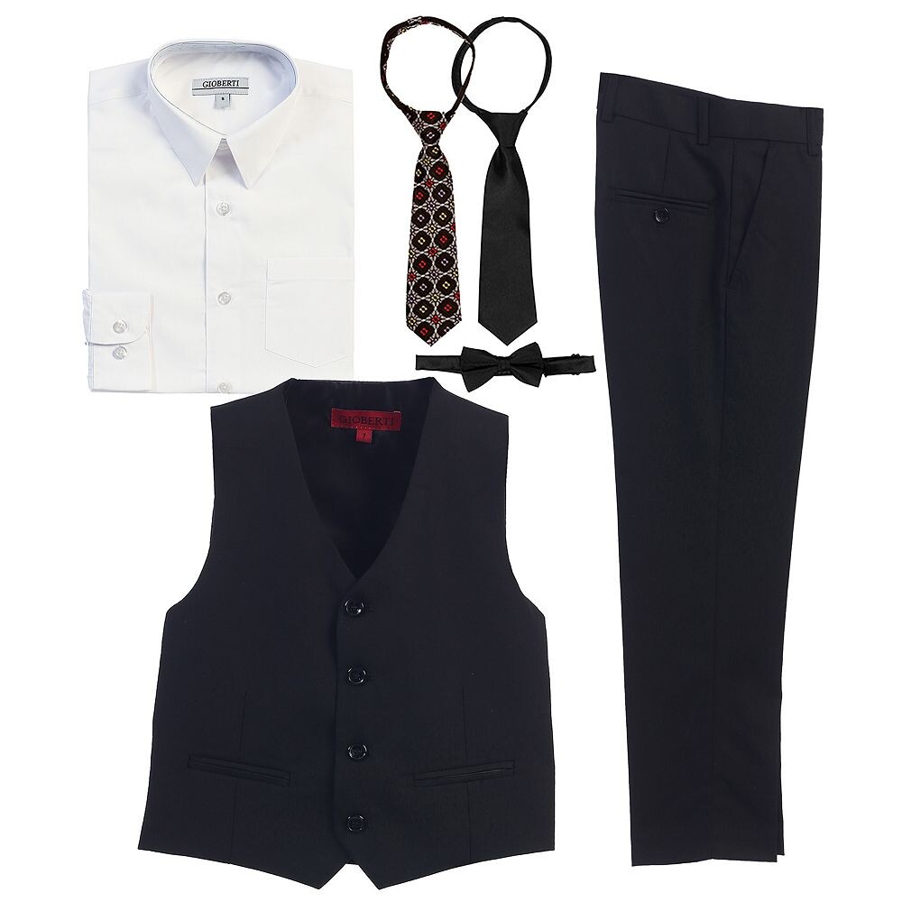 Детский комплект из 5 предметов Gioberti с жилетом и брюками, рубашкой и галстуком, цвет Black White 
Детский комплект из 5 предметов Gioberti с жилетом и брюками, рубашкой и галстуком, цвет Black White