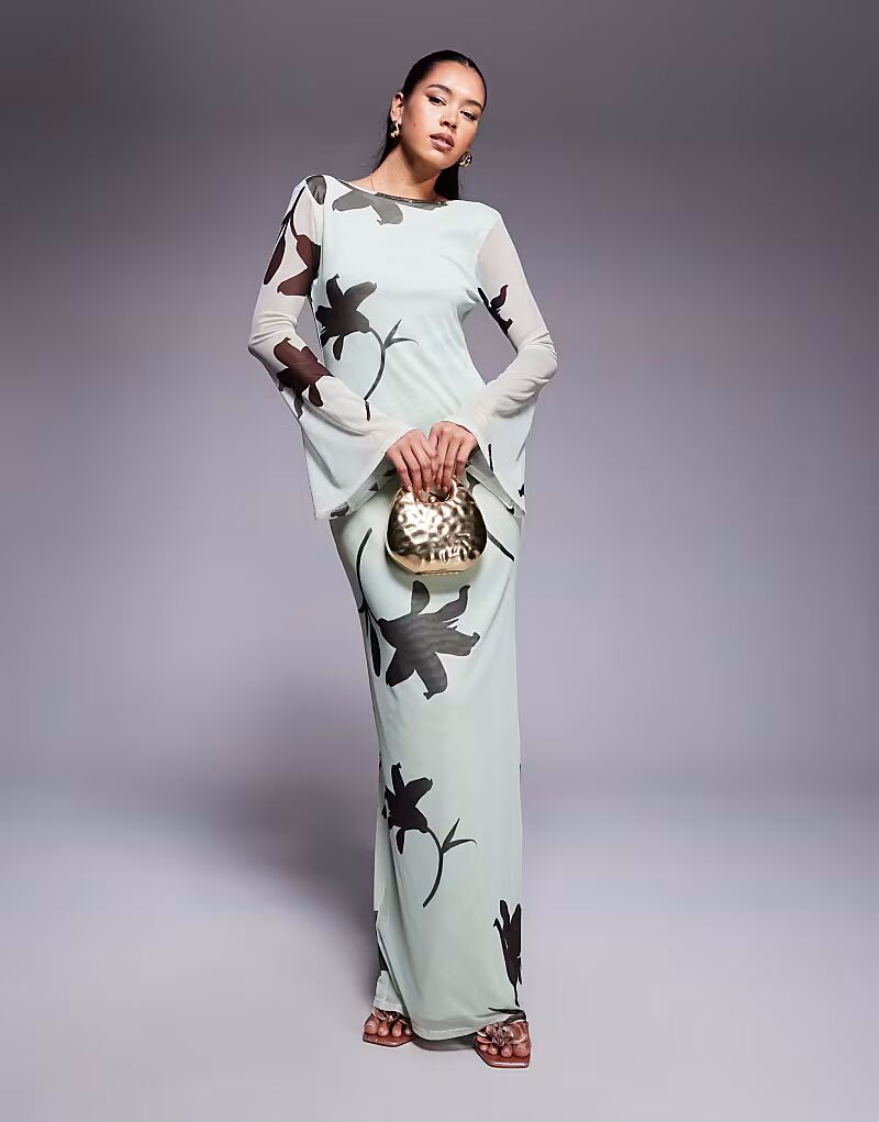 Платье макси из сетки с глубоким вырезом на спине и цветочным принтом ASOS DESIGN с рукавами-ангелами и зеленым цветочным принтом
Платье макси из сетки с глубоким вырезом на спине и цветочным принтом ASOS DESIGN с рукавами-ангелами и зеленым цветочным принтом