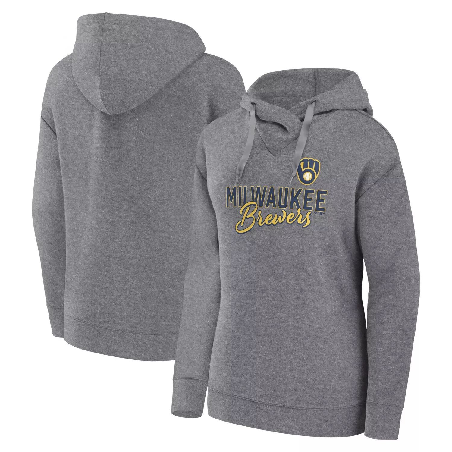 Женский пуловер с капюшоном Fanatics с логотипом Heather Grey Milwaukee Brewers Script Favorite Fanatics 
Женский пуловер с капюшоном Fanatics с логотипом Heather Grey Milwaukee Brewers Script Favorite Fanatics