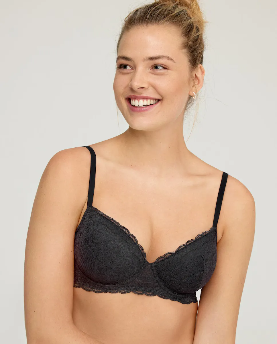 Кружевная чашка и бюстгальтер на косточках Promise, черный
Кружевная чашка и бюстгальтер на косточках Promise, черный