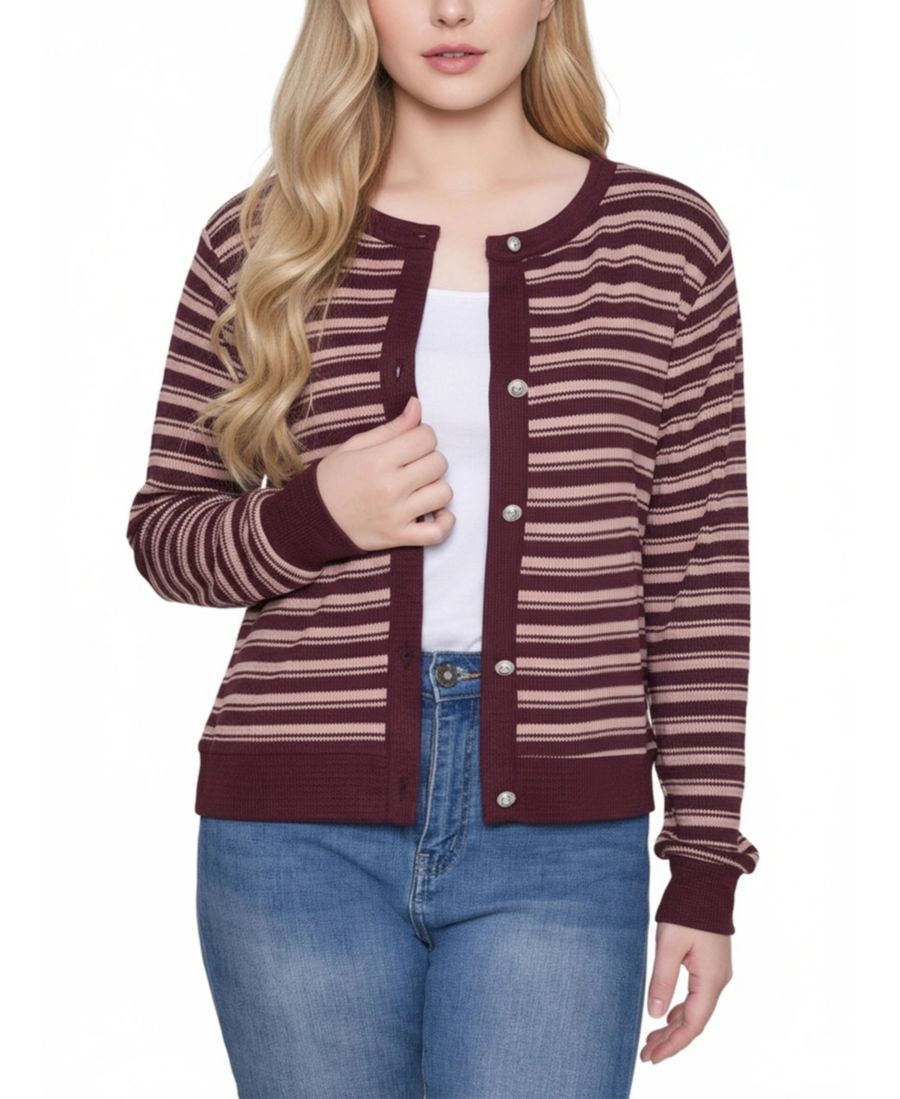 Укороченный кардиган с длинными рукавами в рубчик NY Collection, Burgundy Tan Stripe
Укороченный кардиган с длинными рукавами в рубчик NY Collection, Burgundy Tan Stripe