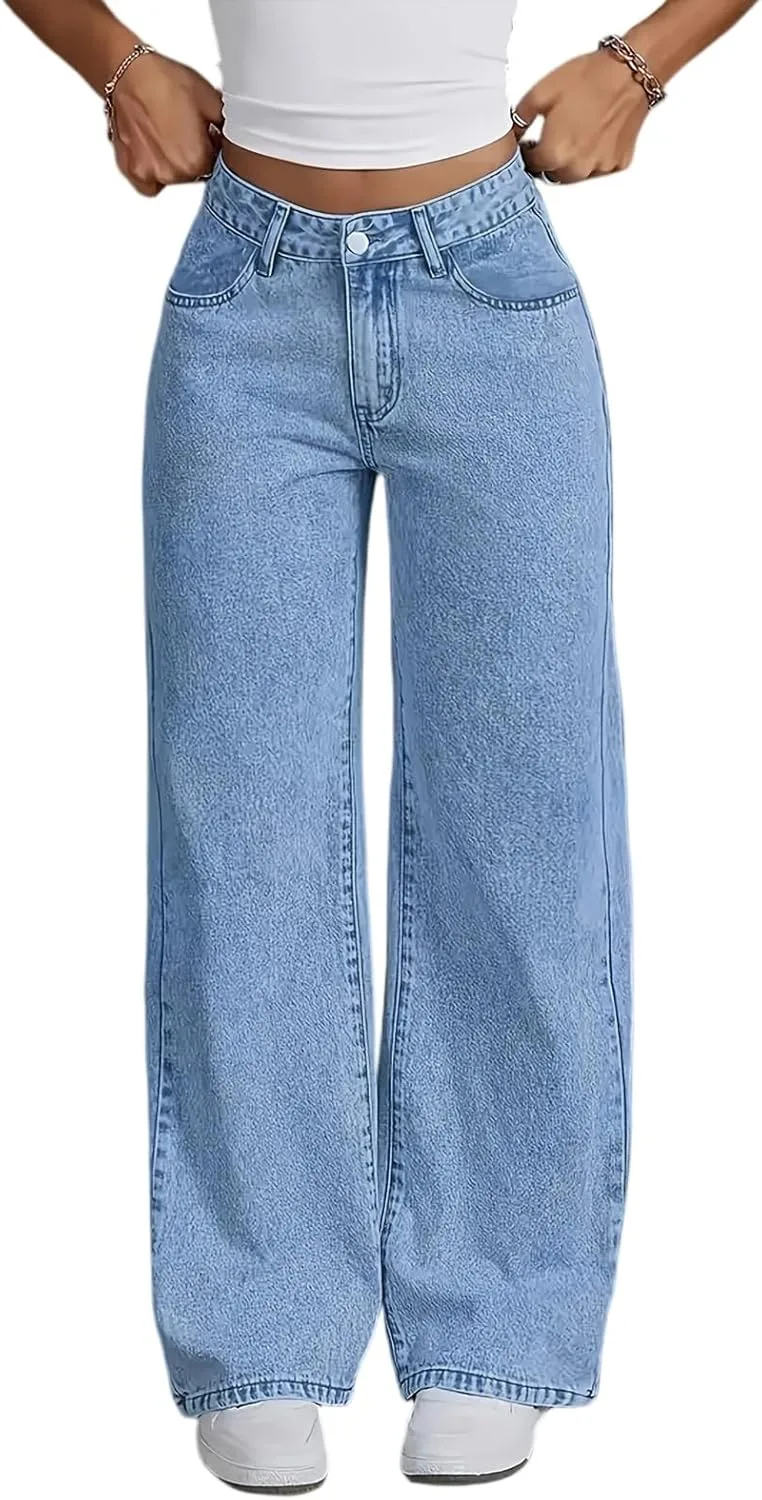 Прямые джинсы для женщин, High Waisted, широкие, свободные
Прямые джинсы для женщин, High Waisted, широкие, свободные