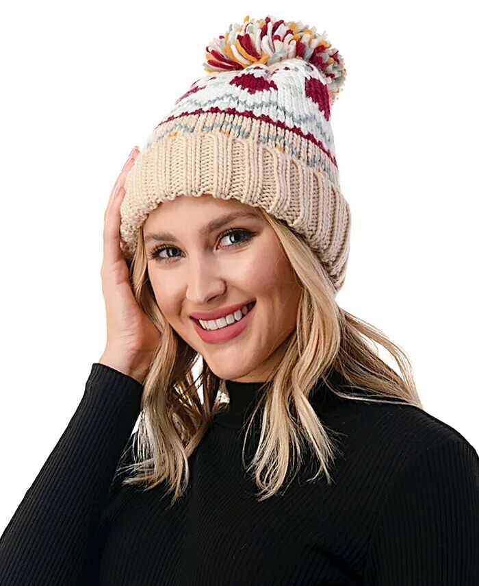 Женская вязаная шапка с помпоном Fair Isle Heart Marcus Adler, слоновая кость
Женская вязаная шапка с помпоном Fair Isle Heart Marcus Adler, слоновая кость