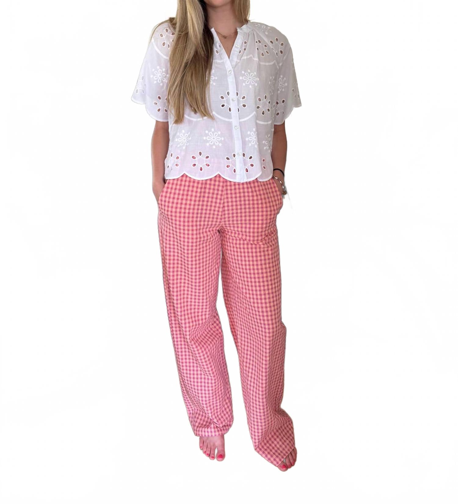 Ismery Брюки прямого кроя из хлопка в розовую клетку FRNCH
Ismery Брюки прямого кроя из хлопка в розовую клетку FRNCH