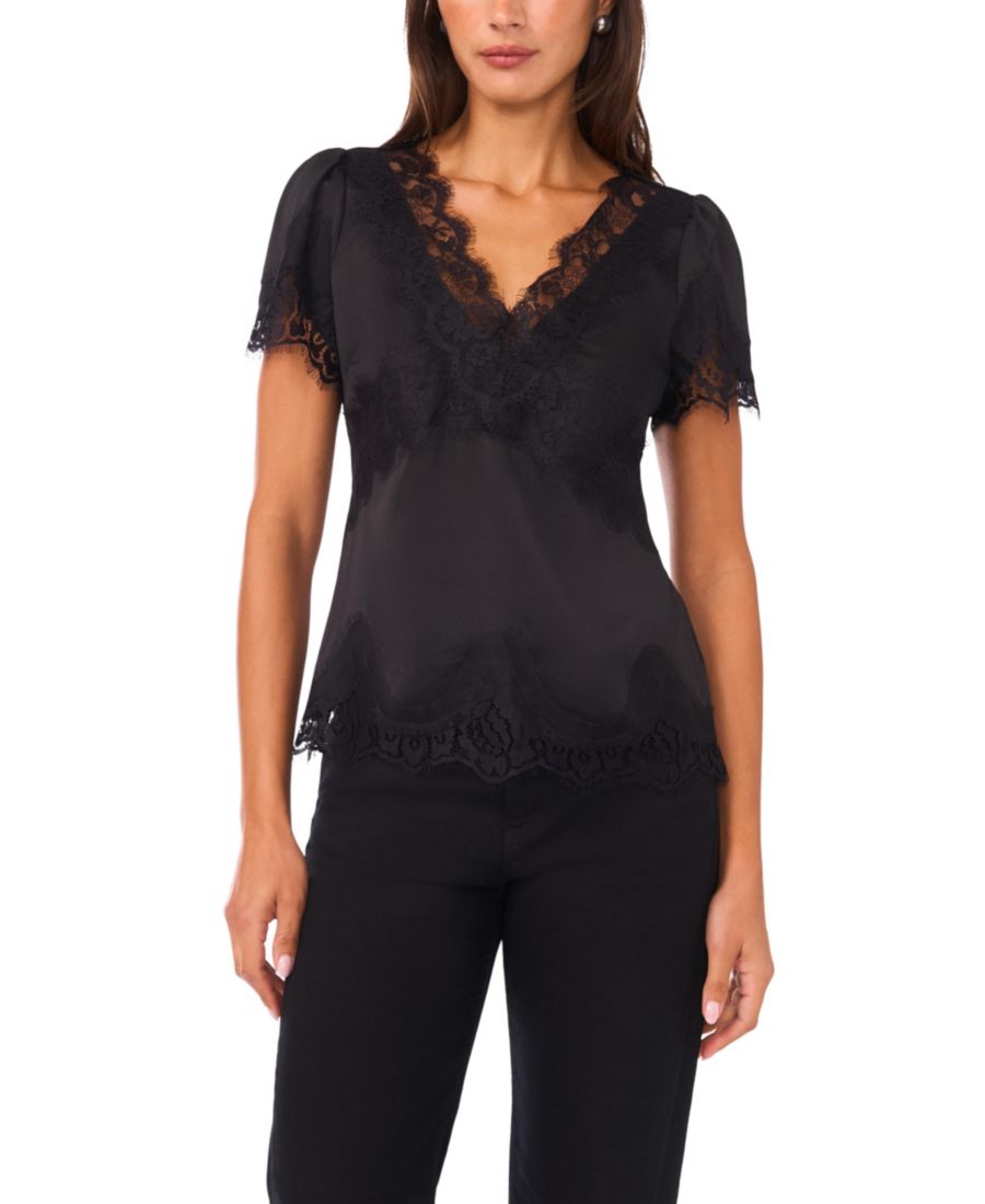 Женская кружевная блузка с коротким рукавом и V-образным вырезом Vince Camuto, Rich Black
Женская кружевная блузка с коротким рукавом и V-образным вырезом Vince Camuto, Rich Black