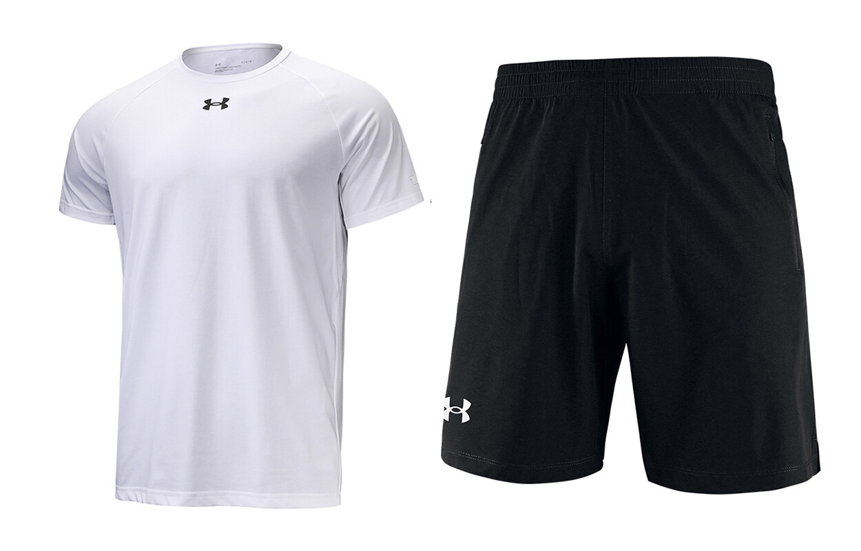 Повседневный спортивный мужской комплект: белая футболка и черные шорты Under Armour, черный
Повседневный спортивный мужской комплект: белая футболка и черные шорты Under Armour, черный