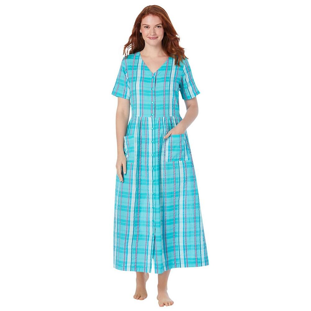 Длинный женский шезлонг из хлопчатобумажной ткани только необходимого размера больших размеров Only Necessities, цвет Aquamarine Plaid 
Длинный женский шезлонг из хлопчатобумажной ткани только необходимого размера больших размеров Only Necessities, цвет Aquamarine Plaid