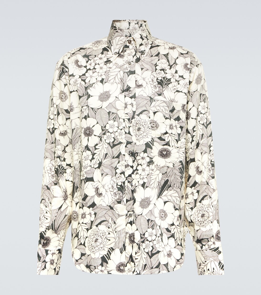 Рубашка с цветочным принтом Tom Ford, черный 
Рубашка с цветочным принтом Tom Ford, черный