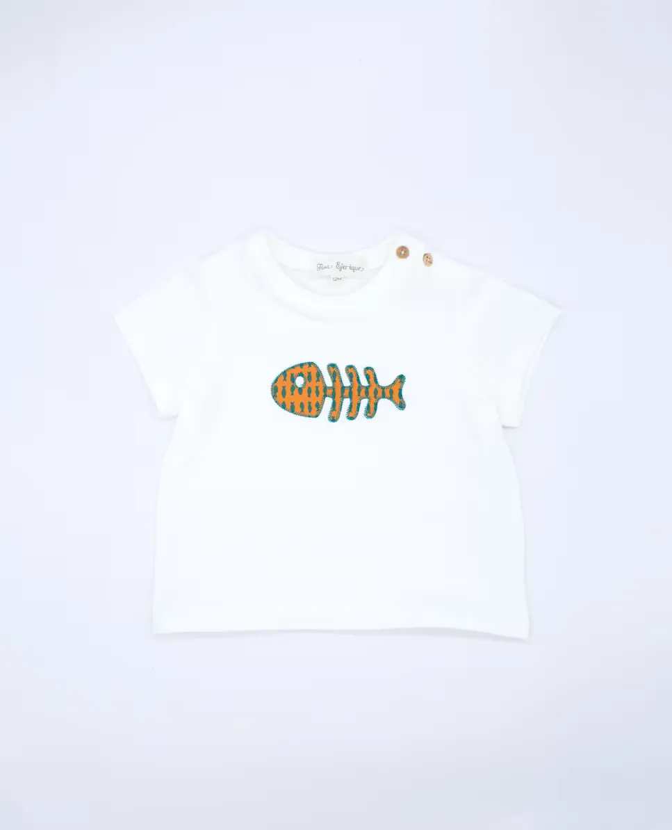 Хлопковая футболка для мальчика с вышитыми рыбками Fina Ejerique, белый
Хлопковая футболка для мальчика с вышитыми рыбками Fina Ejerique, белый