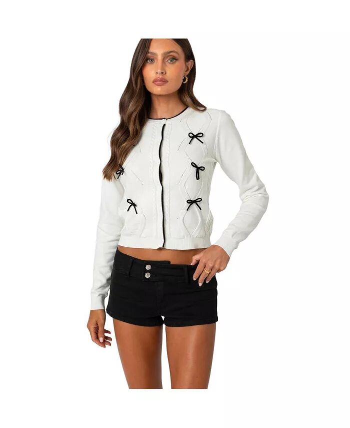 Женский кардиган с контрастным бантом Edikted, коричневый/бежевый
Женский кардиган с контрастным бантом Edikted, коричневый/бежевый