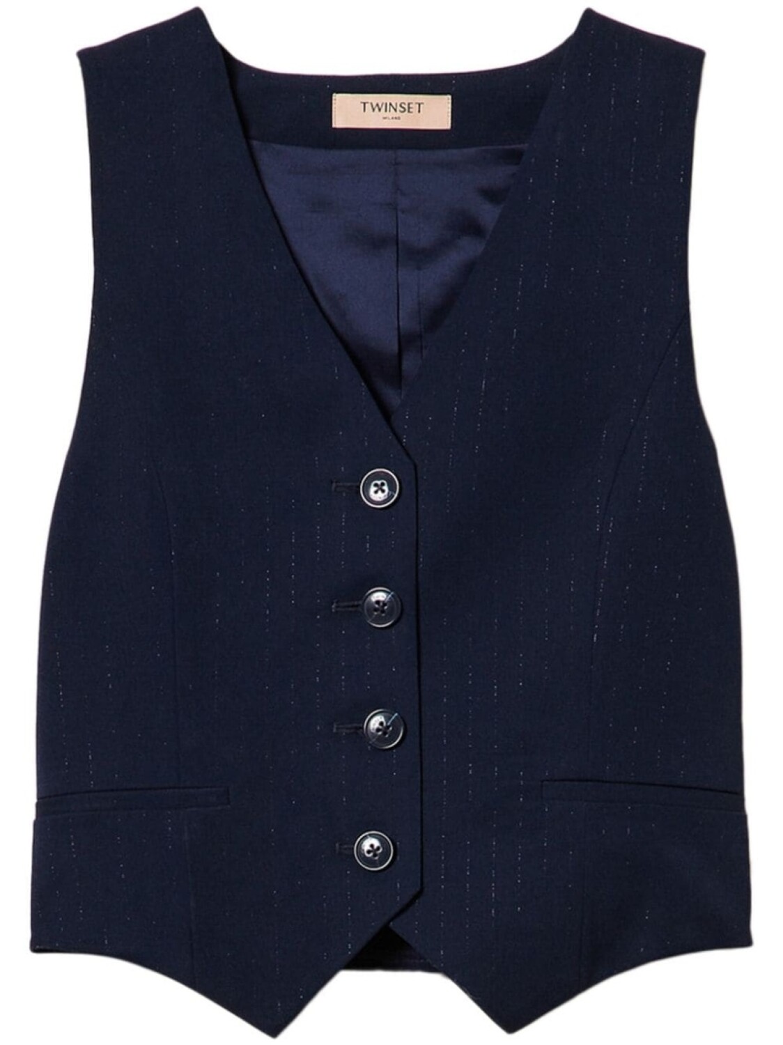 TWINSET жилет в тонкую полоску с люрексом, синий 
TWINSET жилет в тонкую полоску с люрексом, синий