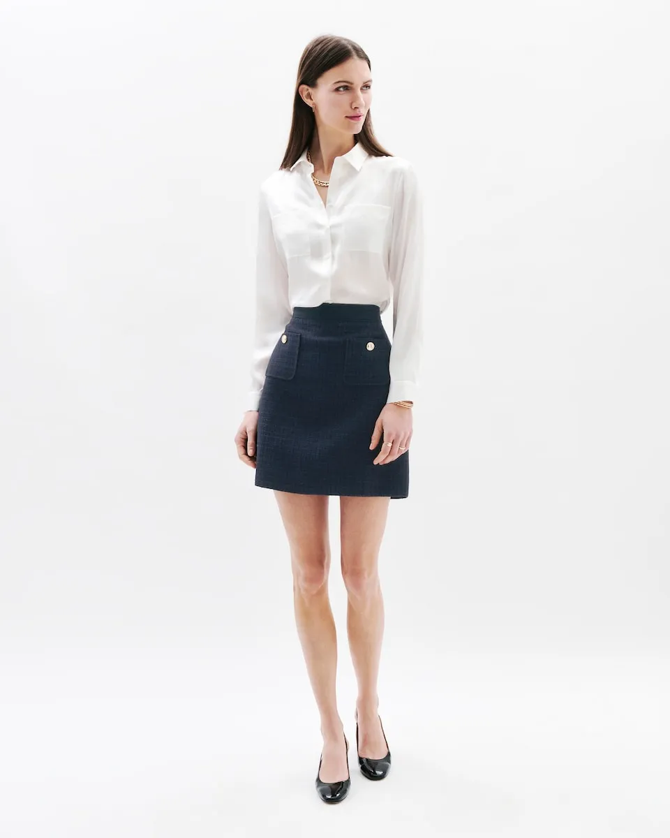 Короткая юбка с итальянскими карманами и контрастными пуговицами Caroll, синий
Короткая юбка с итальянскими карманами и контрастными пуговицами Caroll, синий