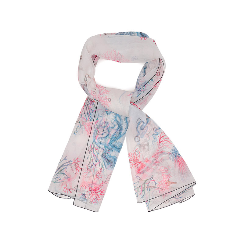 Шелковый платок женский белый разноцветный Alexander McQueen 
Шелковый платок женский белый разноцветный Alexander McQueen