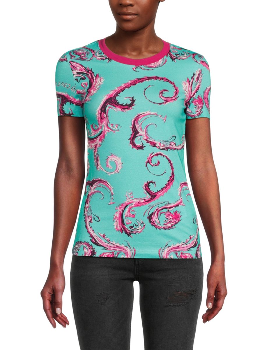 Футболка с принтом в стиле барокко Versace Jeans Couture, цвет Aqua
Футболка с принтом в стиле барокко Versace Jeans Couture, цвет Aqua