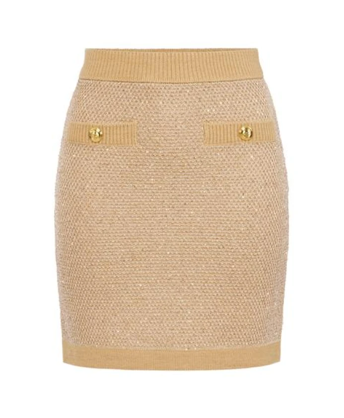 Вязаная юбка с пайетками Elisabetta Franchi, бежевый
Вязаная юбка с пайетками Elisabetta Franchi, бежевый