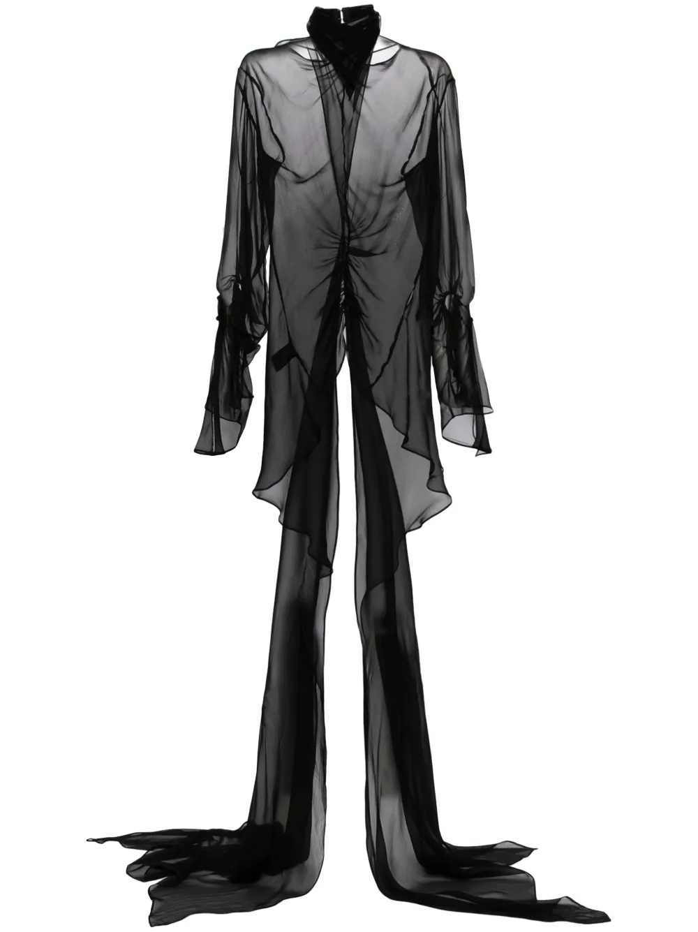 Шелковый топ с драпировкой Mugler, черный
Шелковый топ с драпировкой Mugler, черный